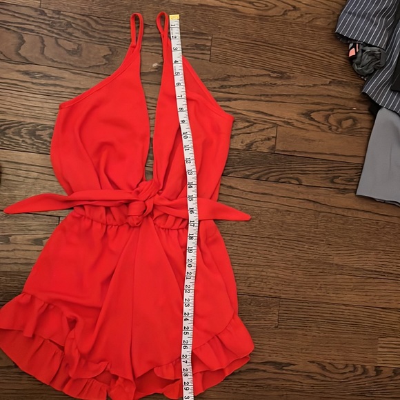 Red Romper ruffle bottom. Elastic waist. - Picture 7 of 9